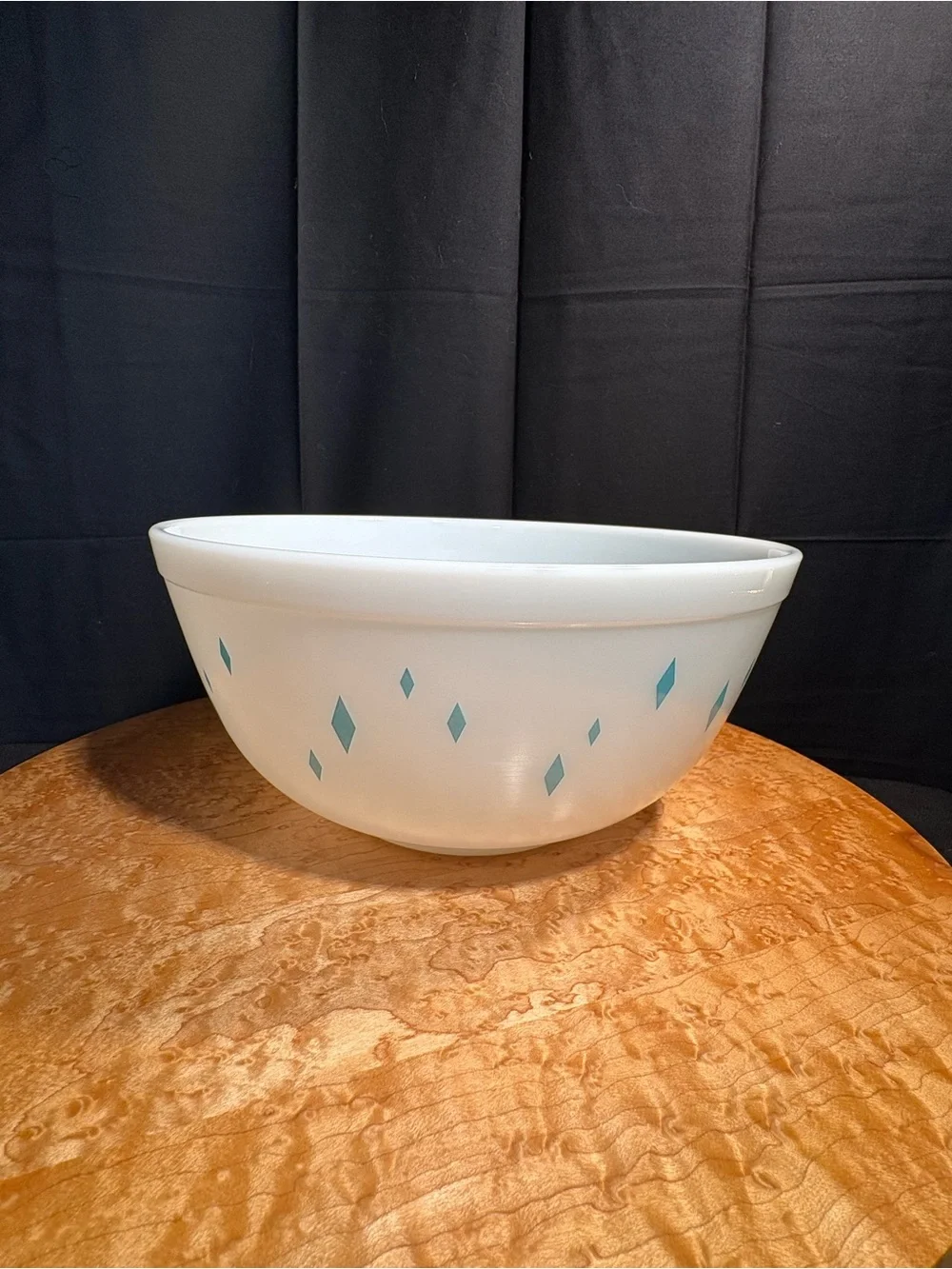 Vtg Pyrex Turquoise Diamonds Casserole Bowl Dainty Maid Set Lid Cradle